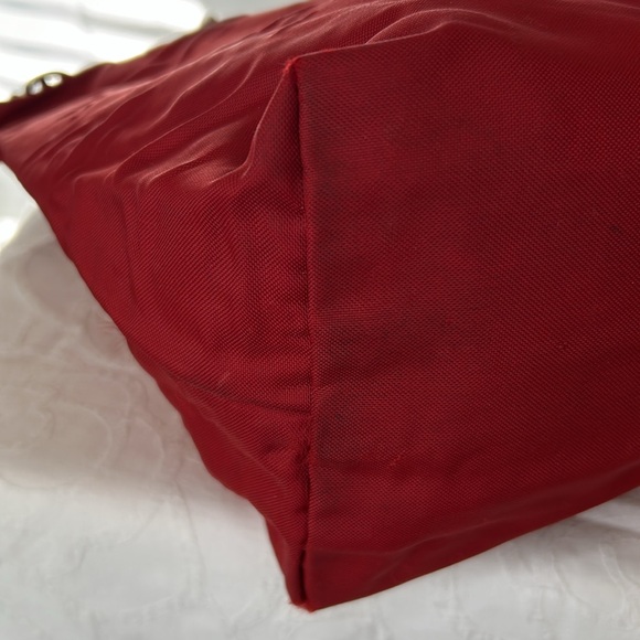 LONGCHAMP  red LE Pliage medium size leather top handle bag. - Picture 11 of 16